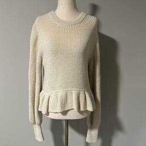 NWT Sz M Eleven Six Kiara alpaca crew neck peplum ruffle waist sweater